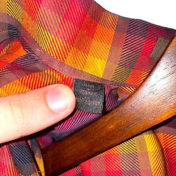 Robert Talbott Red & Orange Check Button Down Shirt Size M - Picture 10 of 11